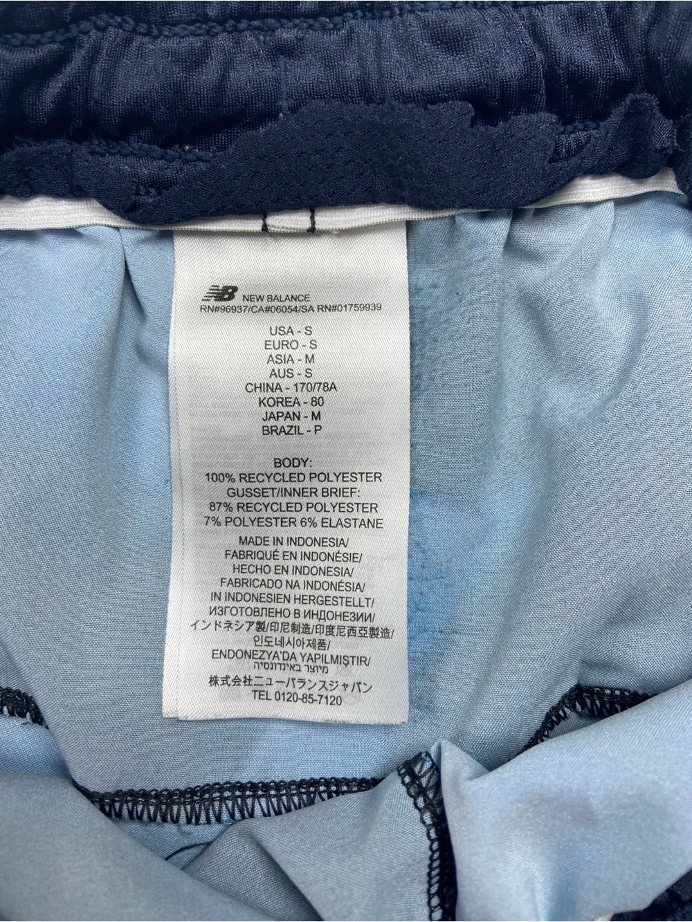 New Balance Men’s Navy and Light Blue Athletic Running Shorts, Size Small